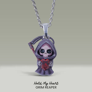 Santa Muerte Pendant Skeleton Skull Scythe Grim Reaper Necklace Gothic Charm Halloween Jewelry