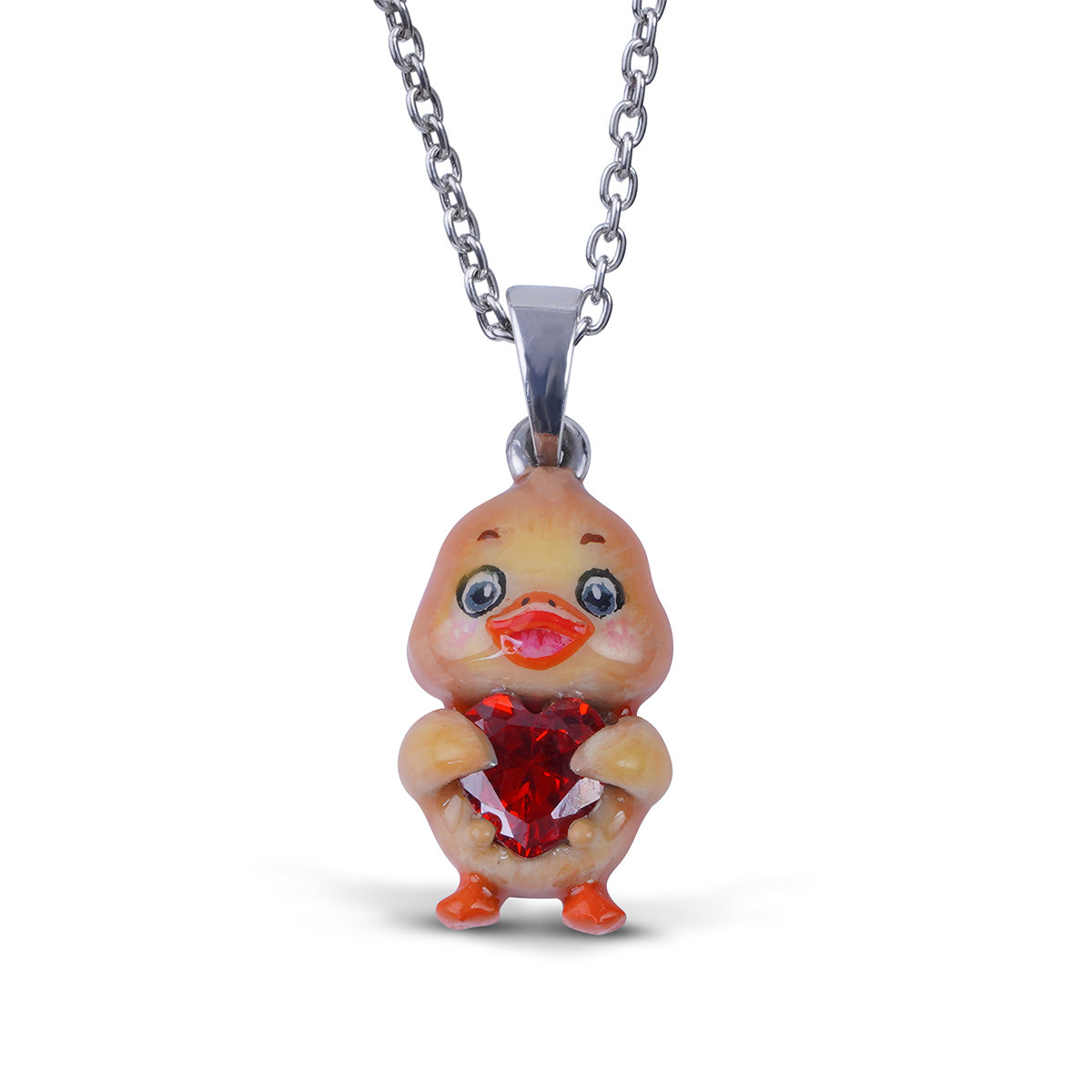 Baby Duck Necklace 3D Enamel Duckling Pendant Kids Jewelry