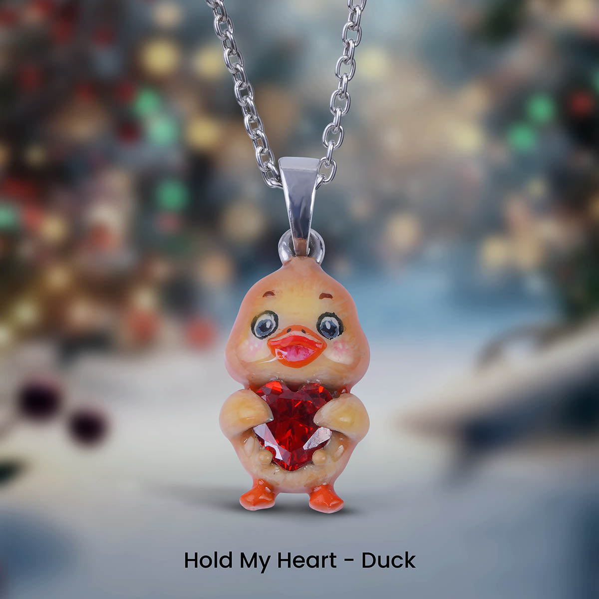 Baby Duck Necklace 3D Enamel Duckling Pendant Kids Jewelry