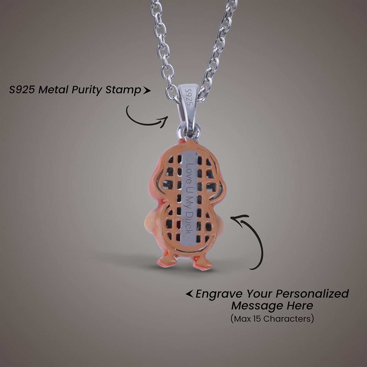Baby Duck Necklace 3D Enamel Duckling Pendant Kids Jewelry