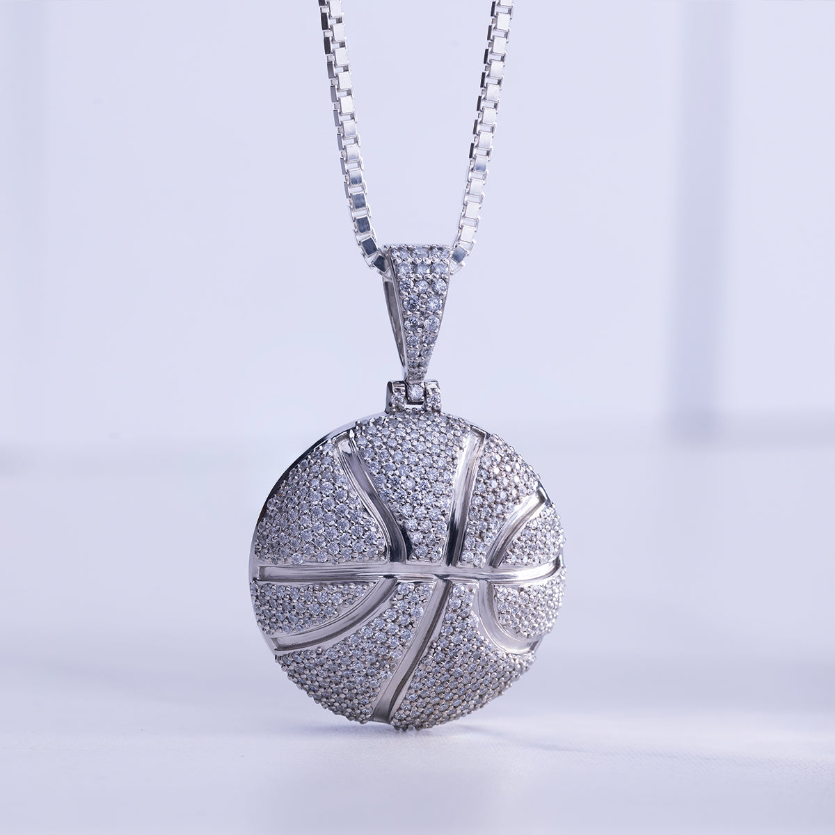 Iced Out Basketball Necklace Sports Ball Pendant Hip Hop Jewelry