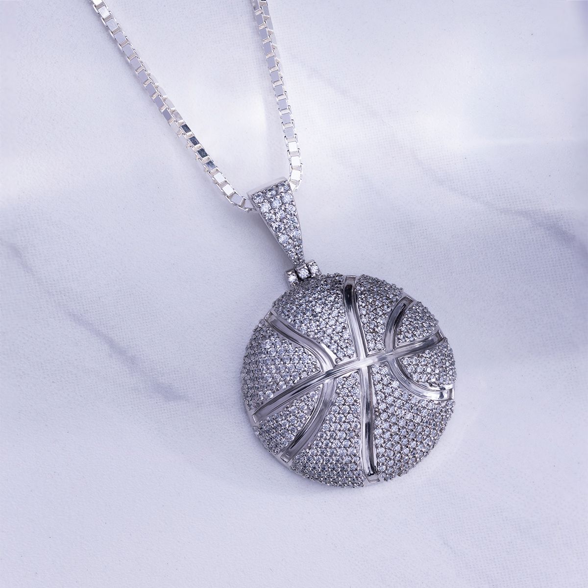 Iced Out Basketball Necklace Sports Ball Pendant Hip Hop Jewelry