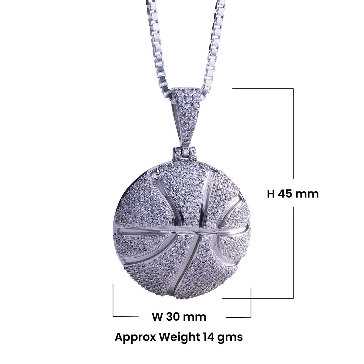 Iced Out Basketball Necklace Sports Ball Pendant Hip Hop Jewelry