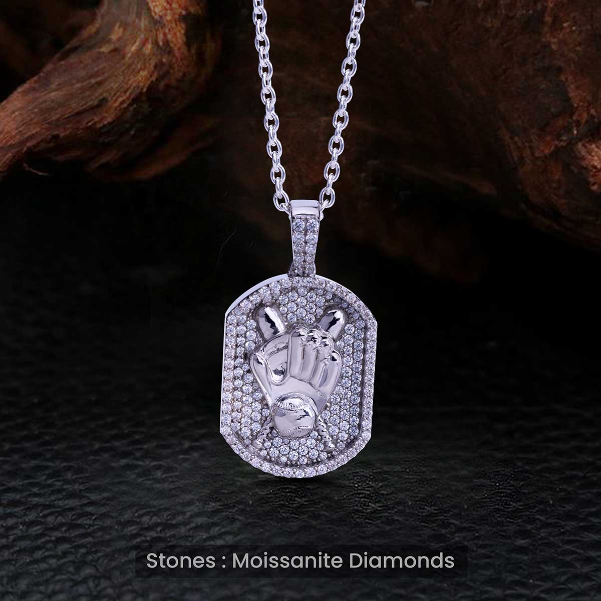 Moissanite Iced Out Baseball Set Pendant Necklace Sport Jewelry