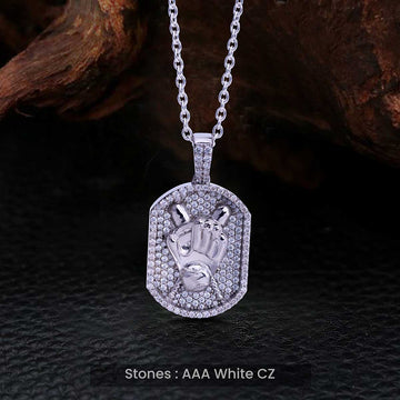 Baseball Pendant Necklace for Men Iced Out Sport Jewelry Silver