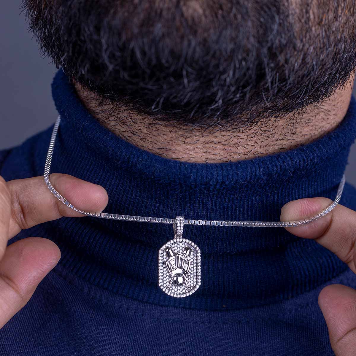 Baseball Pendant Necklace for Men Iced Out Sport Jewelry Silver