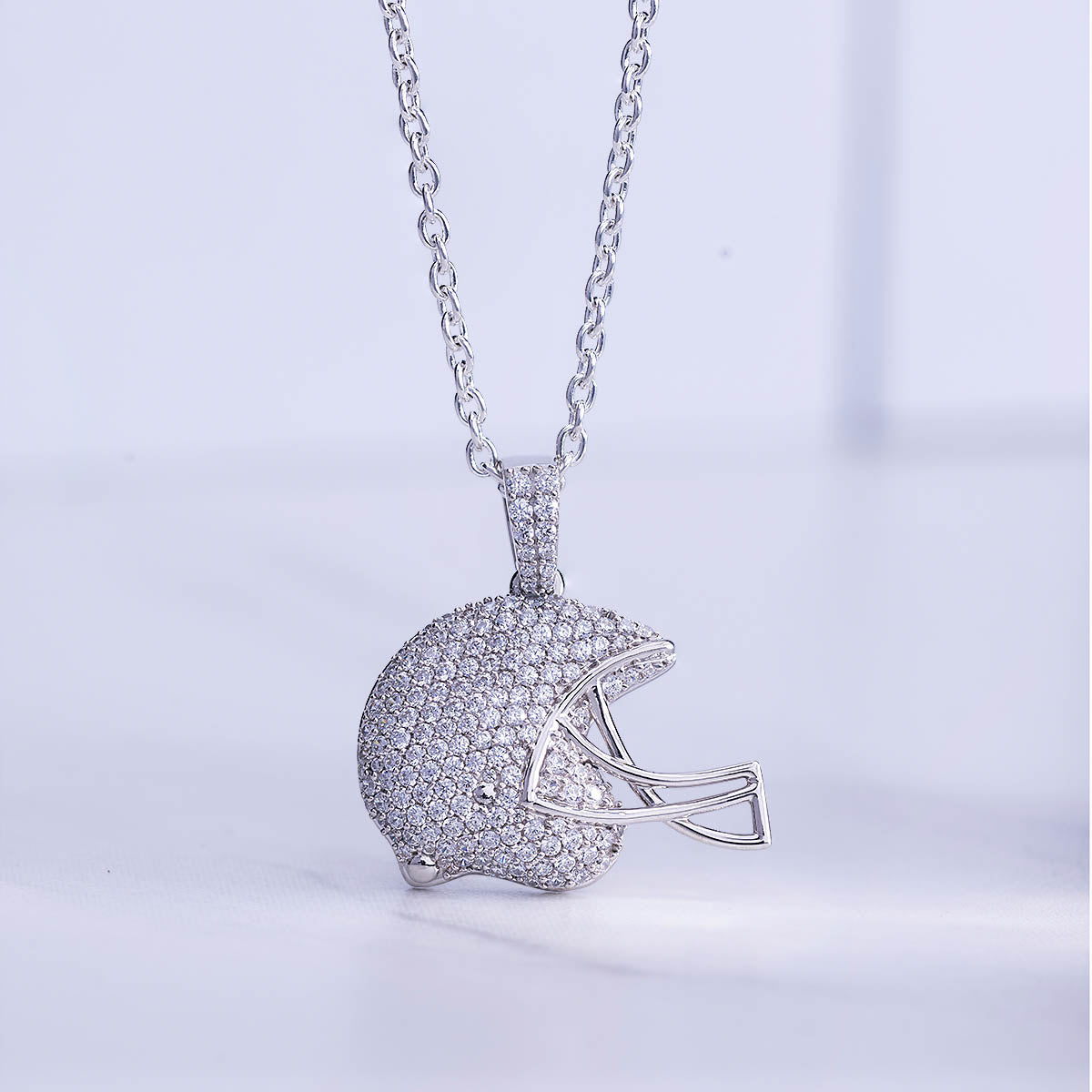 Baseball Helmet Pendant Necklace for Men Iced Out Sport Jewelry