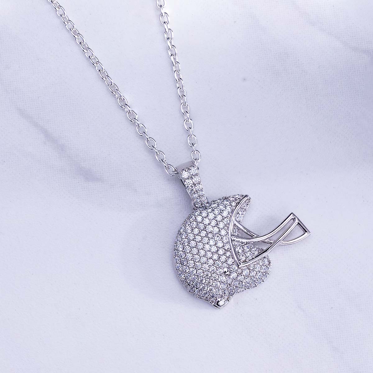 Baseball Helmet Pendant Necklace for Men Iced Out Sport Jewelry