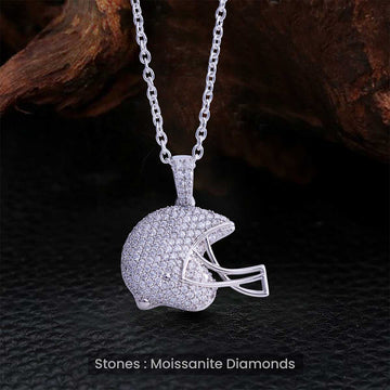 Moissanite iced out baseball helmet pendant necklace sport jewelry