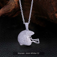 Baseball Helmet Pendant Necklace for Men Iced Out Sport Jewelry