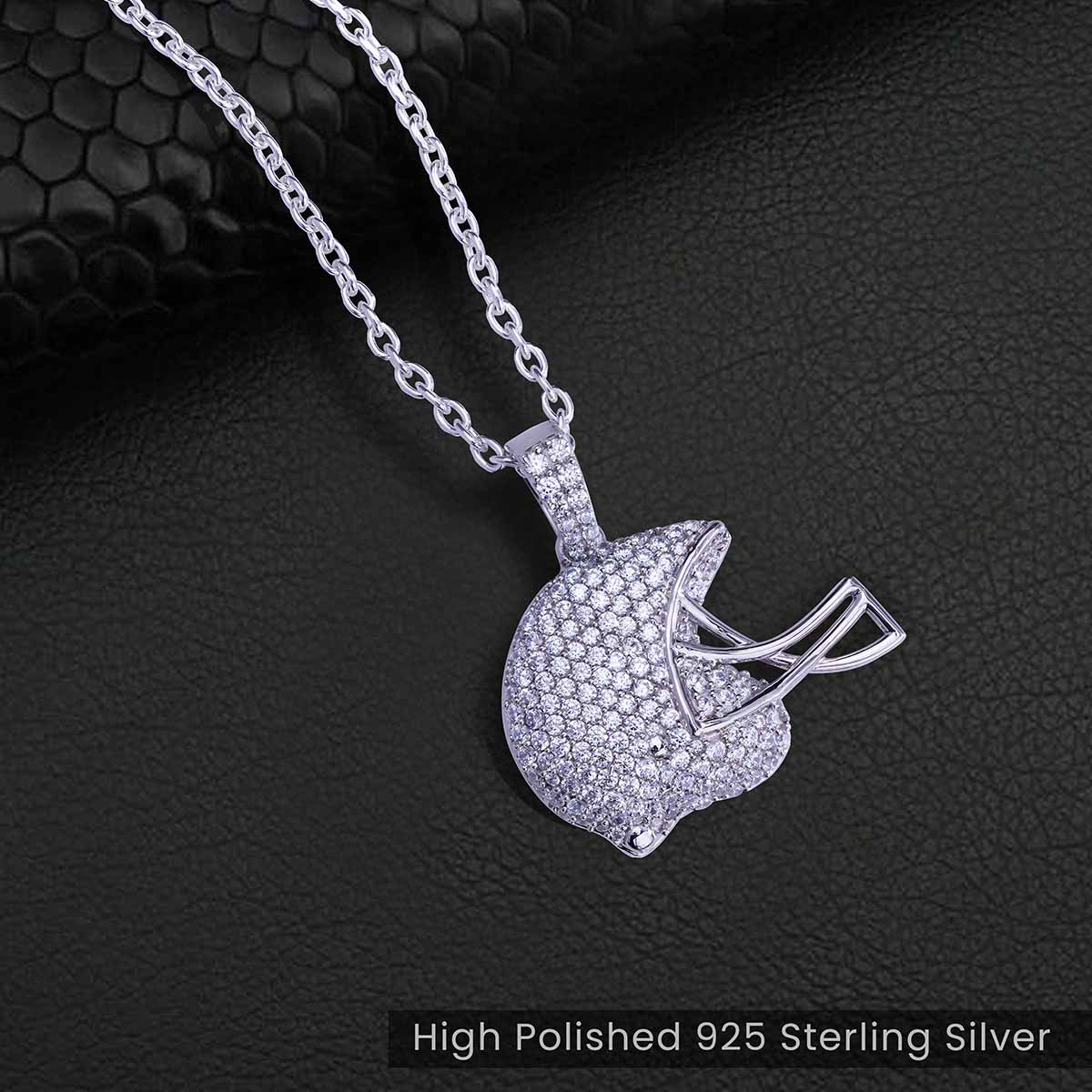 Baseball Helmet Pendant Necklace for Men Iced Out Sport Jewelry