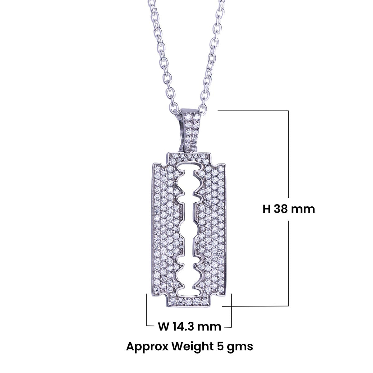 Iced Out Razor Blade Pendant Necklace Barber Jewelry Hip Hop