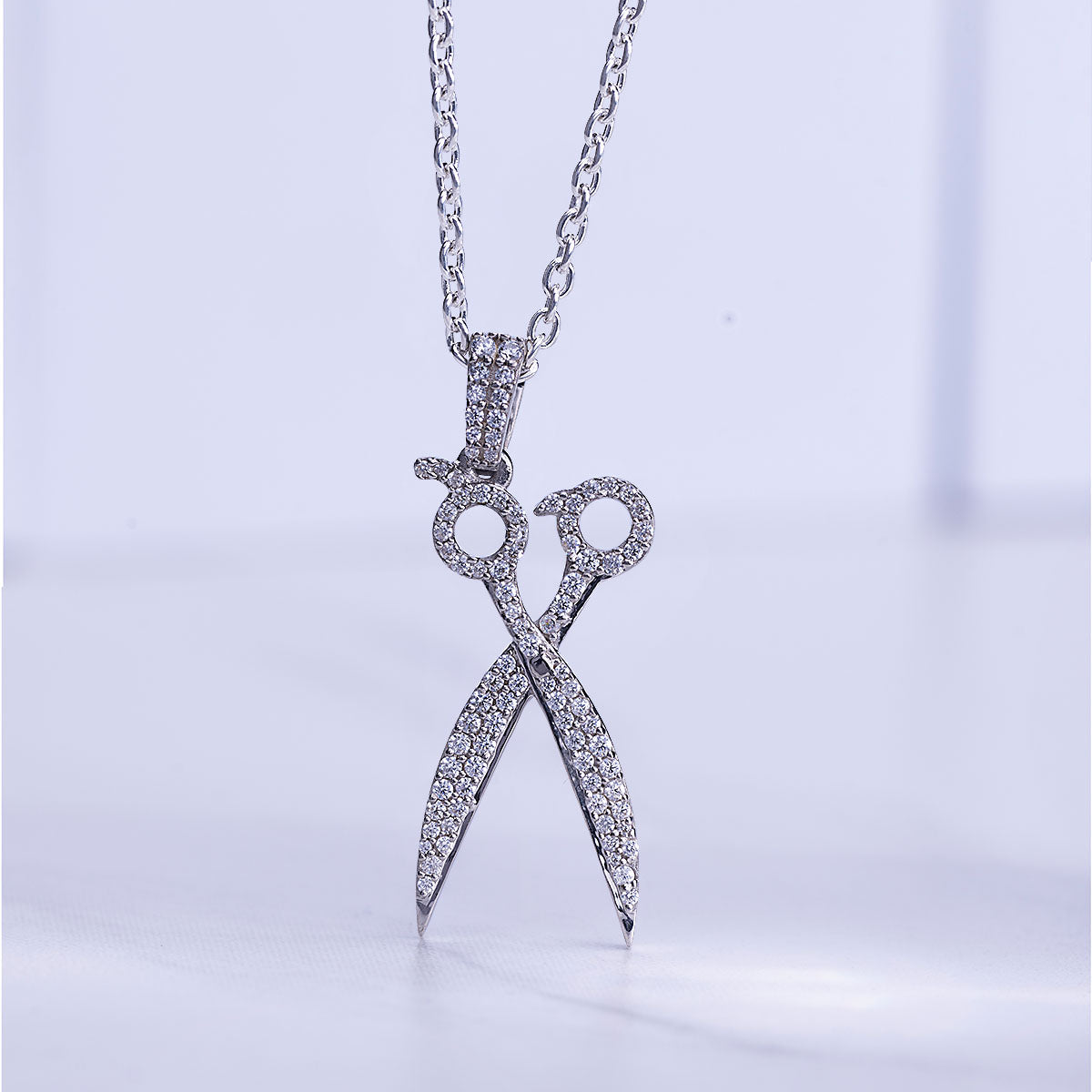 Iced Out Scissor Pendant Necklace Hairstylist Barber Jewelry Hip Hop