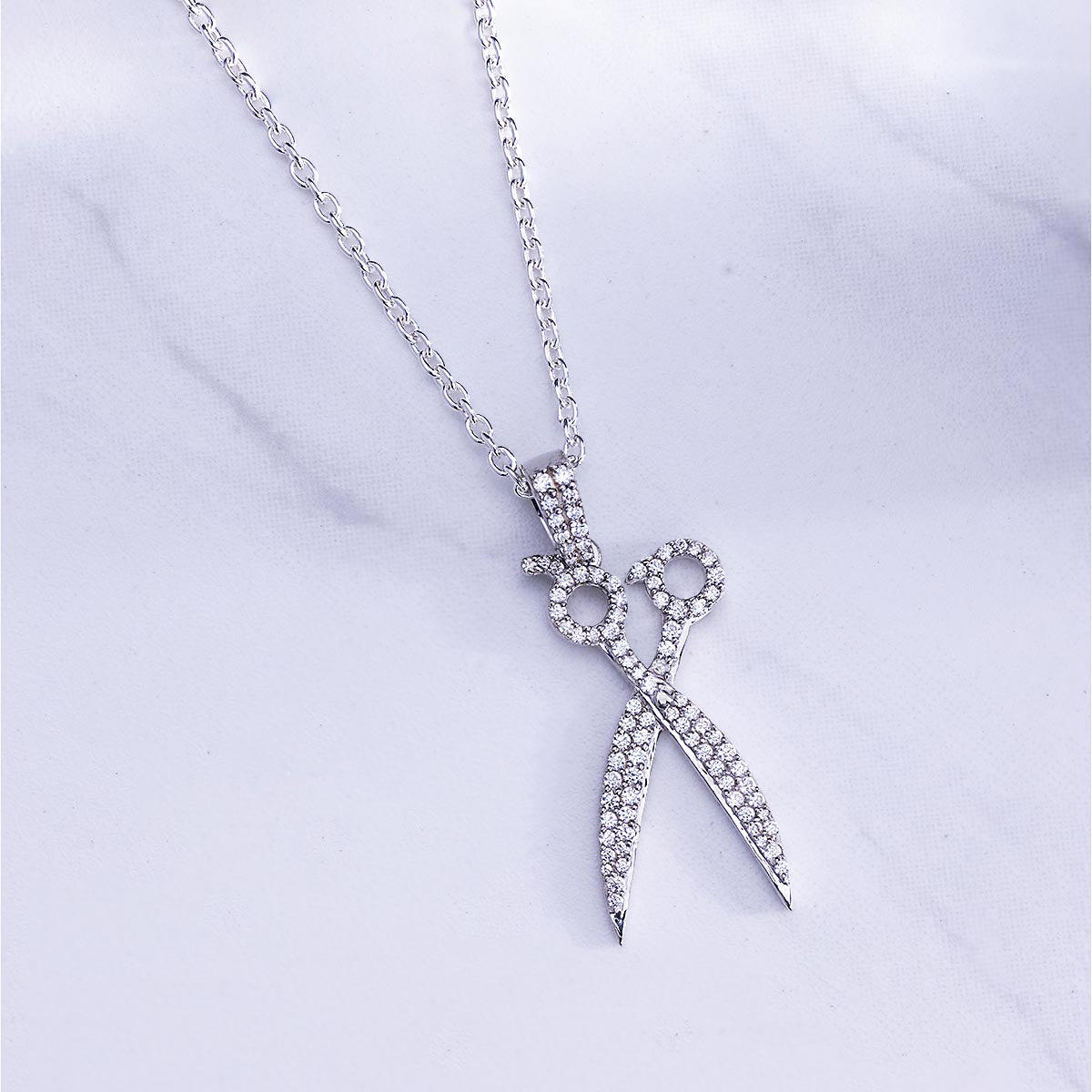 Iced Out Scissor Pendant Necklace Hairstylist Barber Jewelry Hip Hop