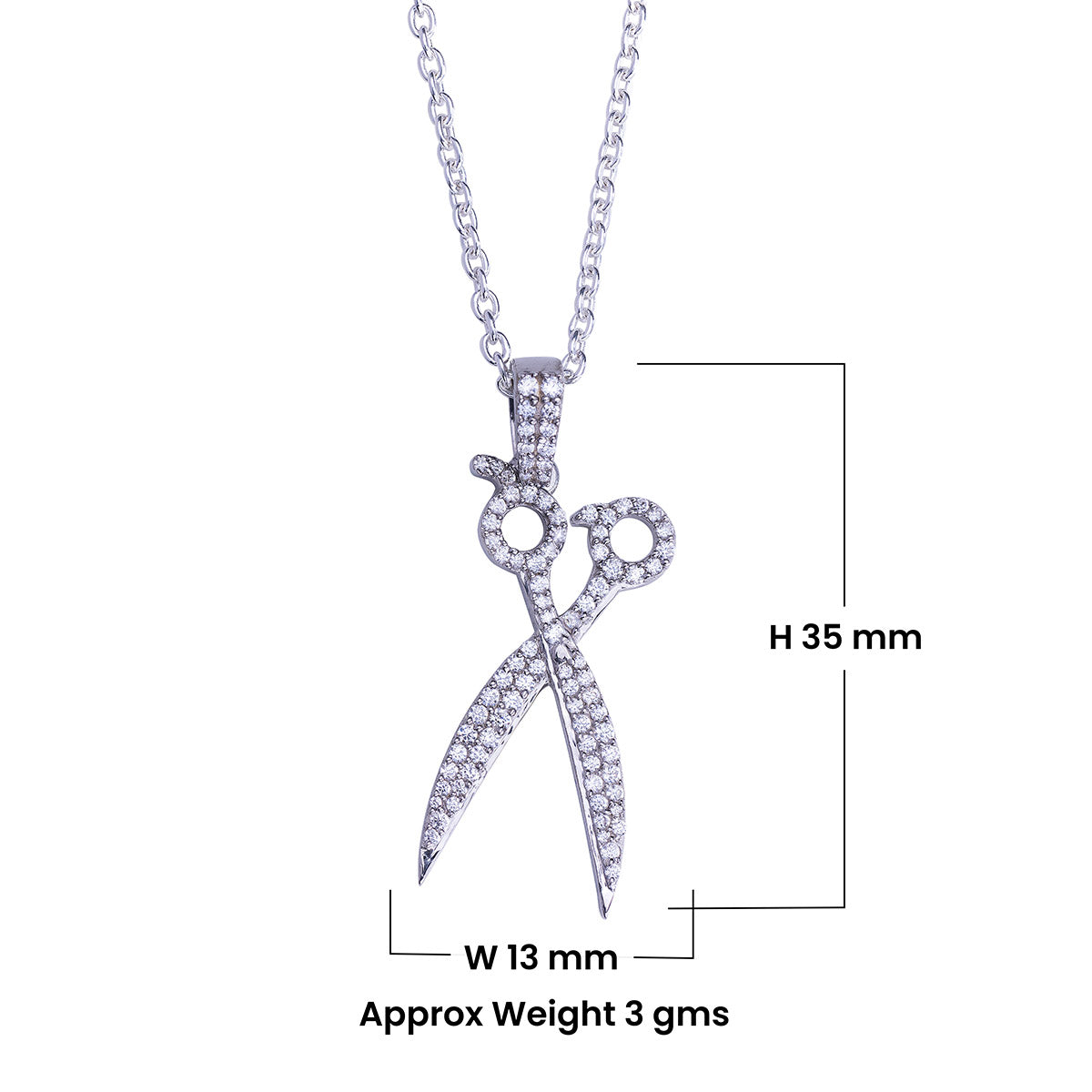 Iced Out Scissor Pendant Necklace Hairstylist Barber Jewelry