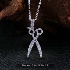 Iced Out Scissor Pendant Necklace Hairstylist Barber Jewelry