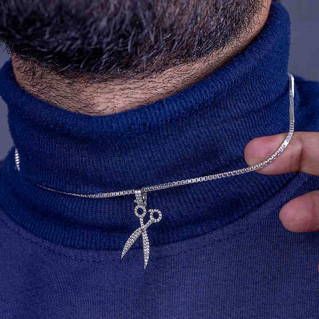 Iced Out Scissor Pendant Necklace Hairstylist Barber Jewelry Hip Hop