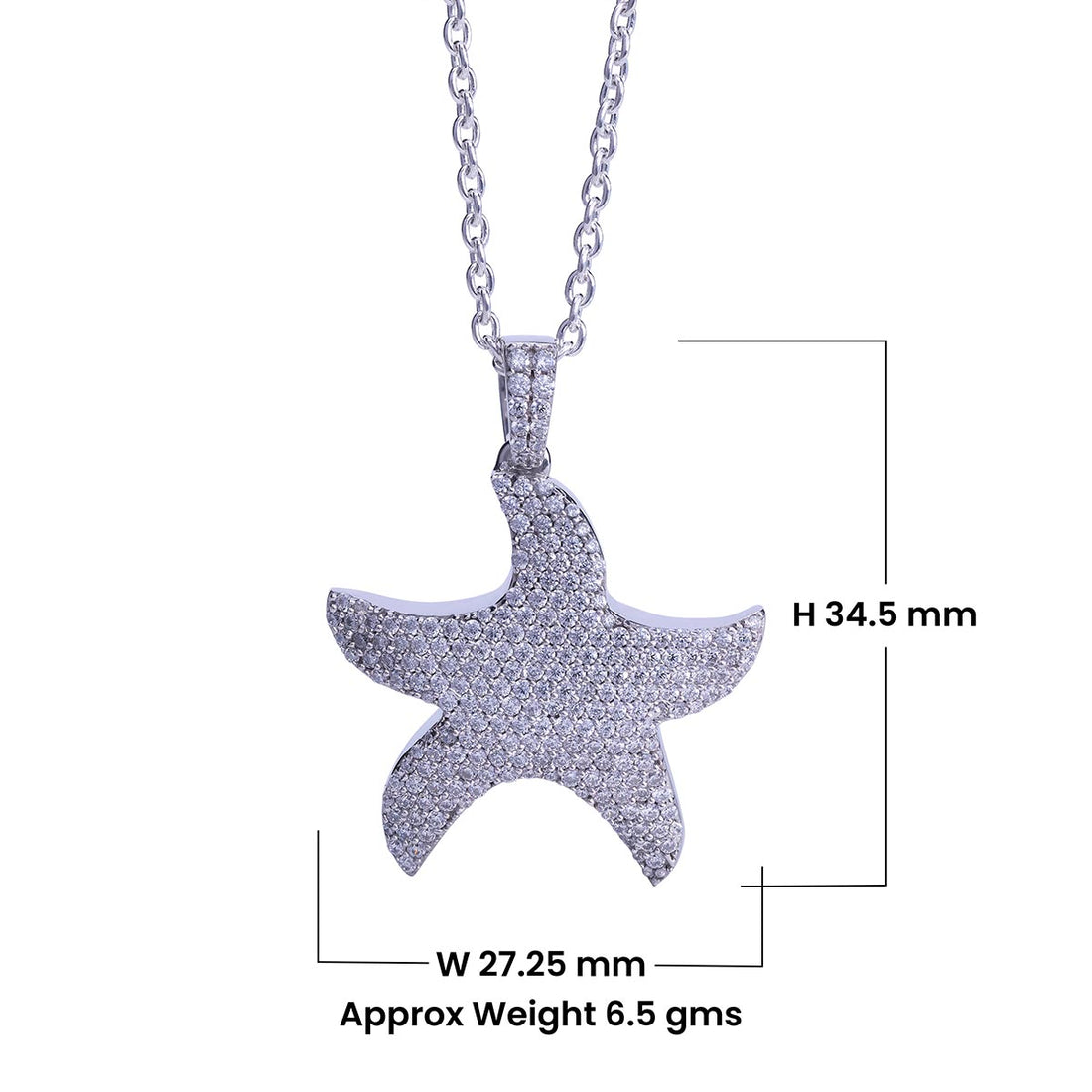 Moissanite Iced Out Starfish Necklace Sea Star Pendant Tropical Jewelry