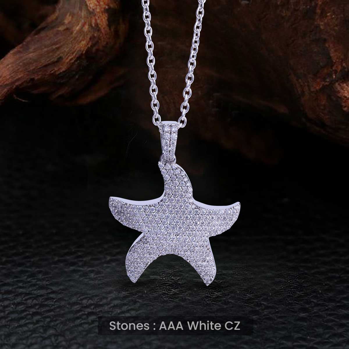 Iced Out Starfish Necklace Sea Star Pendant Gift for Beach Lovers