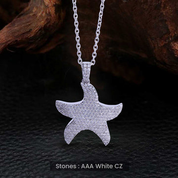Iced Out Starfish Necklace Sea Star Pendant Gift for Beach Lovers