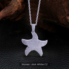 Iced Out Starfish Necklace Sea Star Pendant Gift for Beach Lovers