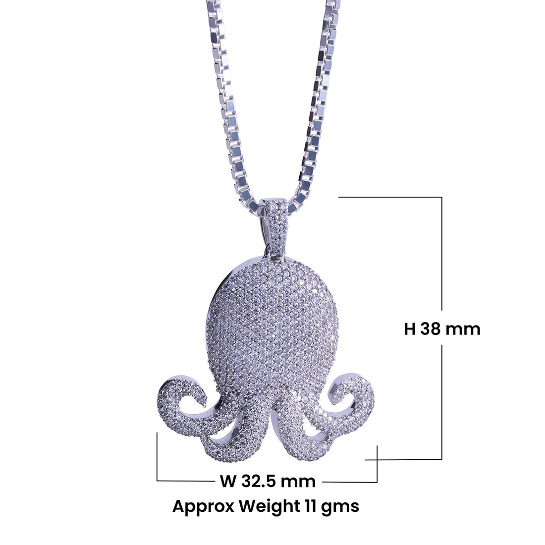 Moissanite Iced Out Octopus Pendant Necklace Tropical Jewelry