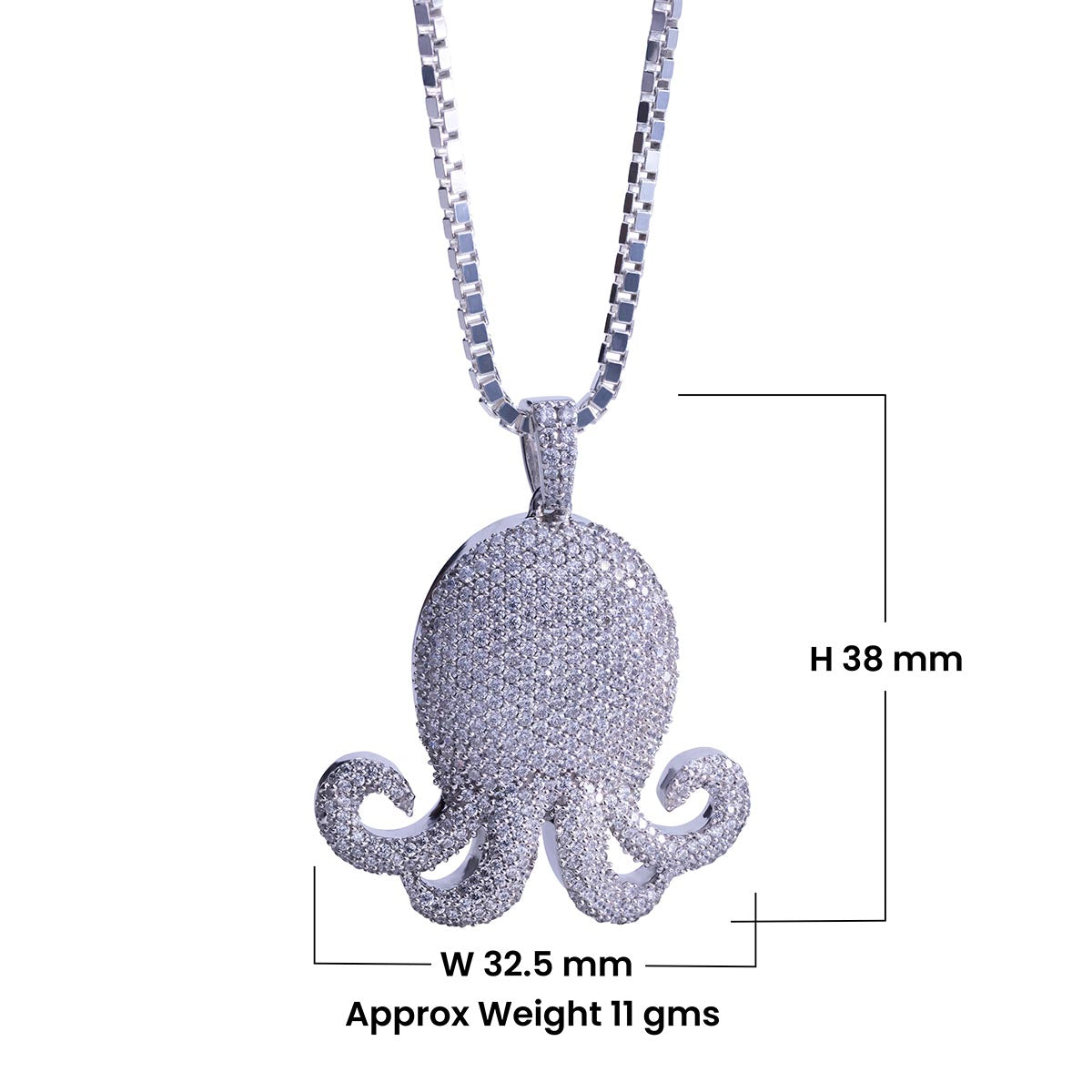 Iced Out Octopus Pendant Necklace Bling Hip Hop Jewelry Silver