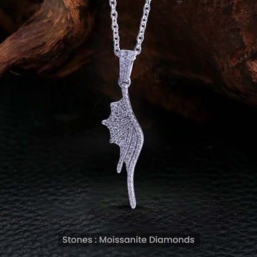 Moissanite Iced Out Dragon Wing Pendant Necklace Fairy Tale Jewelry