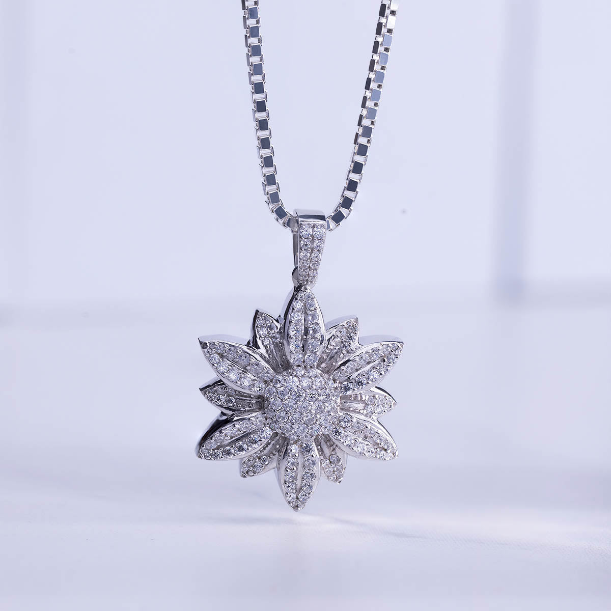 YOU ARE MY SUNSHINE - Iced Out Flower Pendant Necklace
