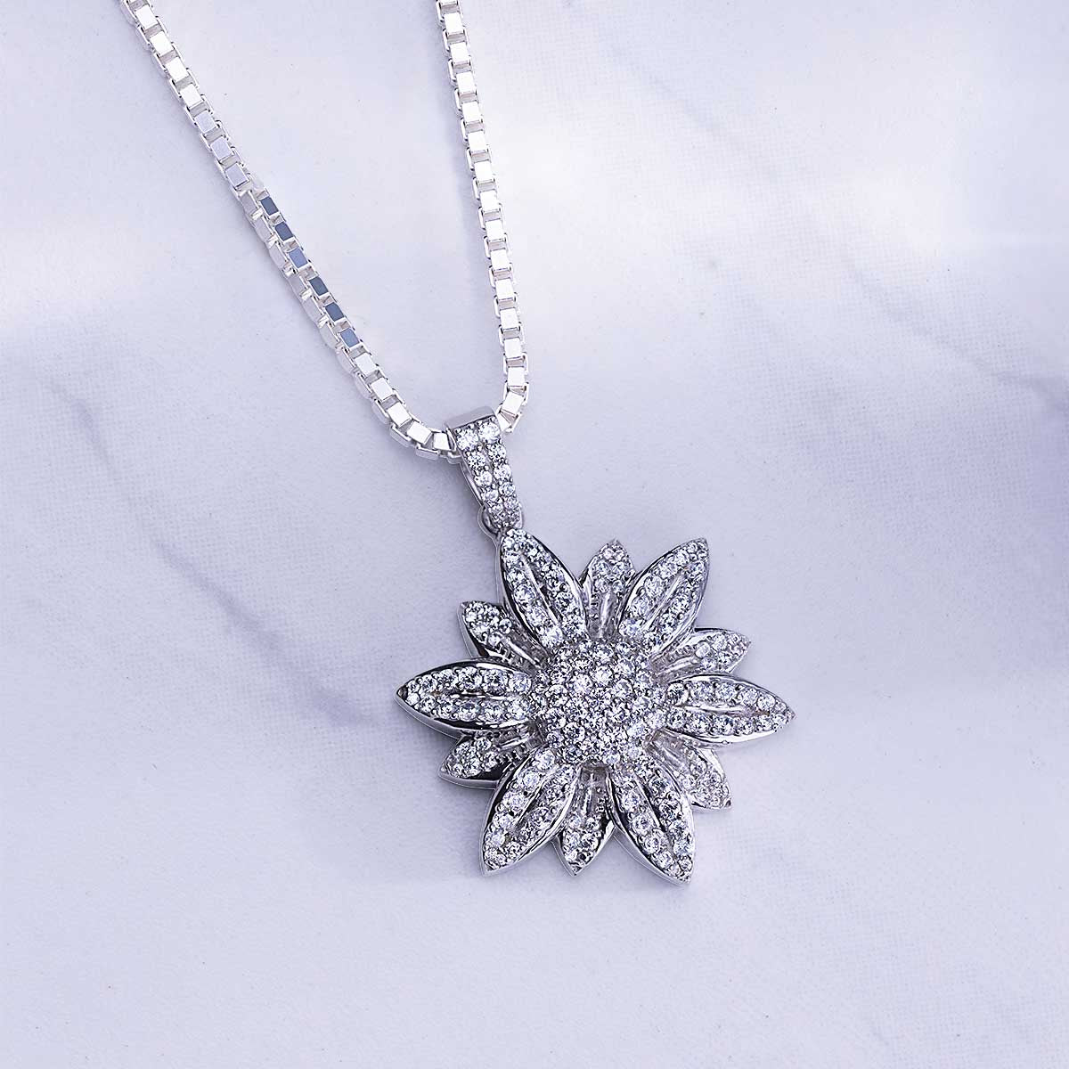 YOU ARE MY SUNSHINE - Iced Out Flower Pendant Necklace