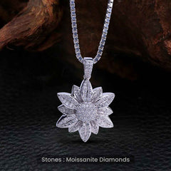 Sun Flower Necklace for Women Moissanite Iced Out Pendant