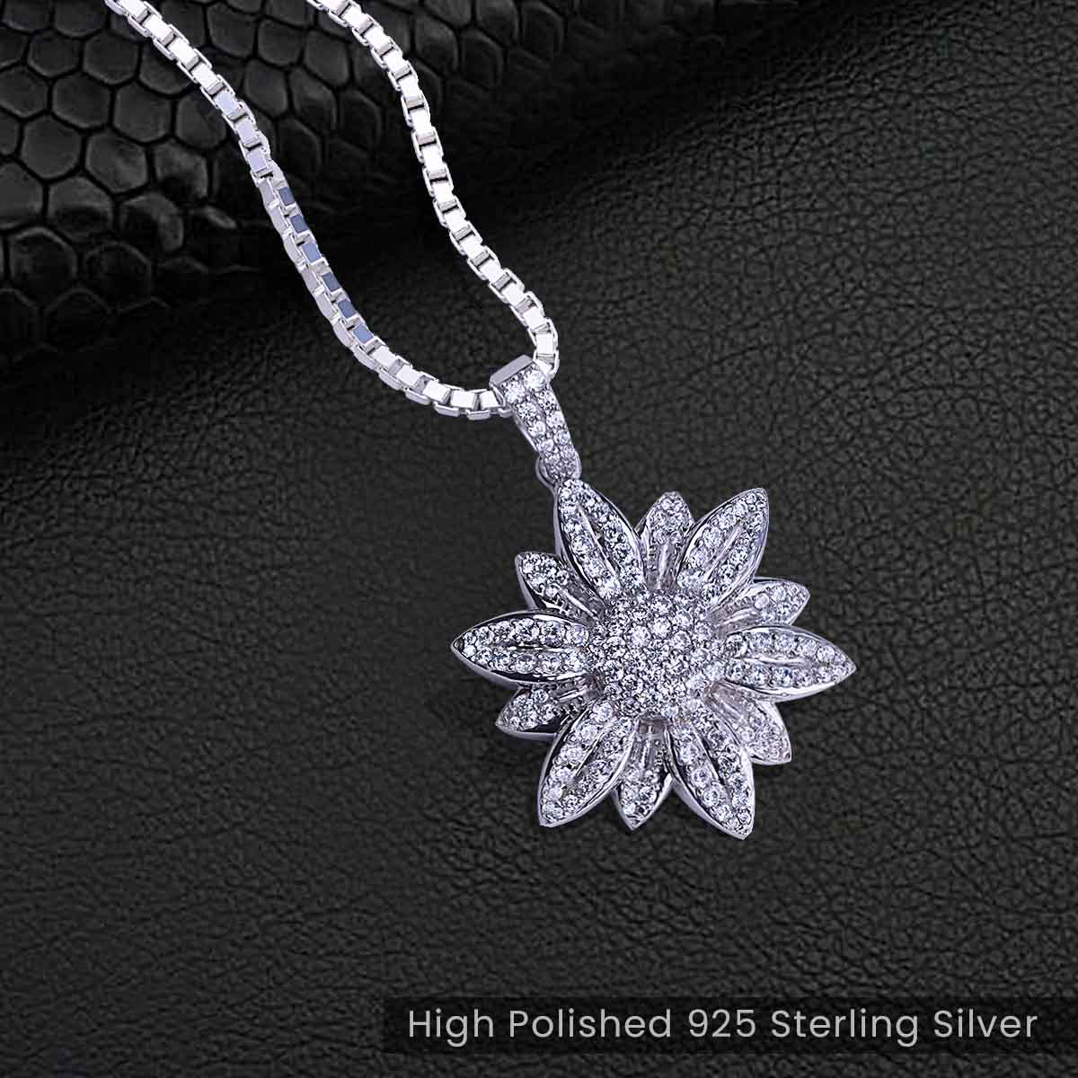 YOU ARE MY SUNSHINE - Iced Out Flower Pendant Necklace