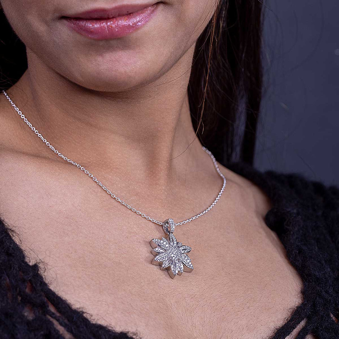 YOU ARE MY SUNSHINE - Iced Out Flower Pendant Necklace