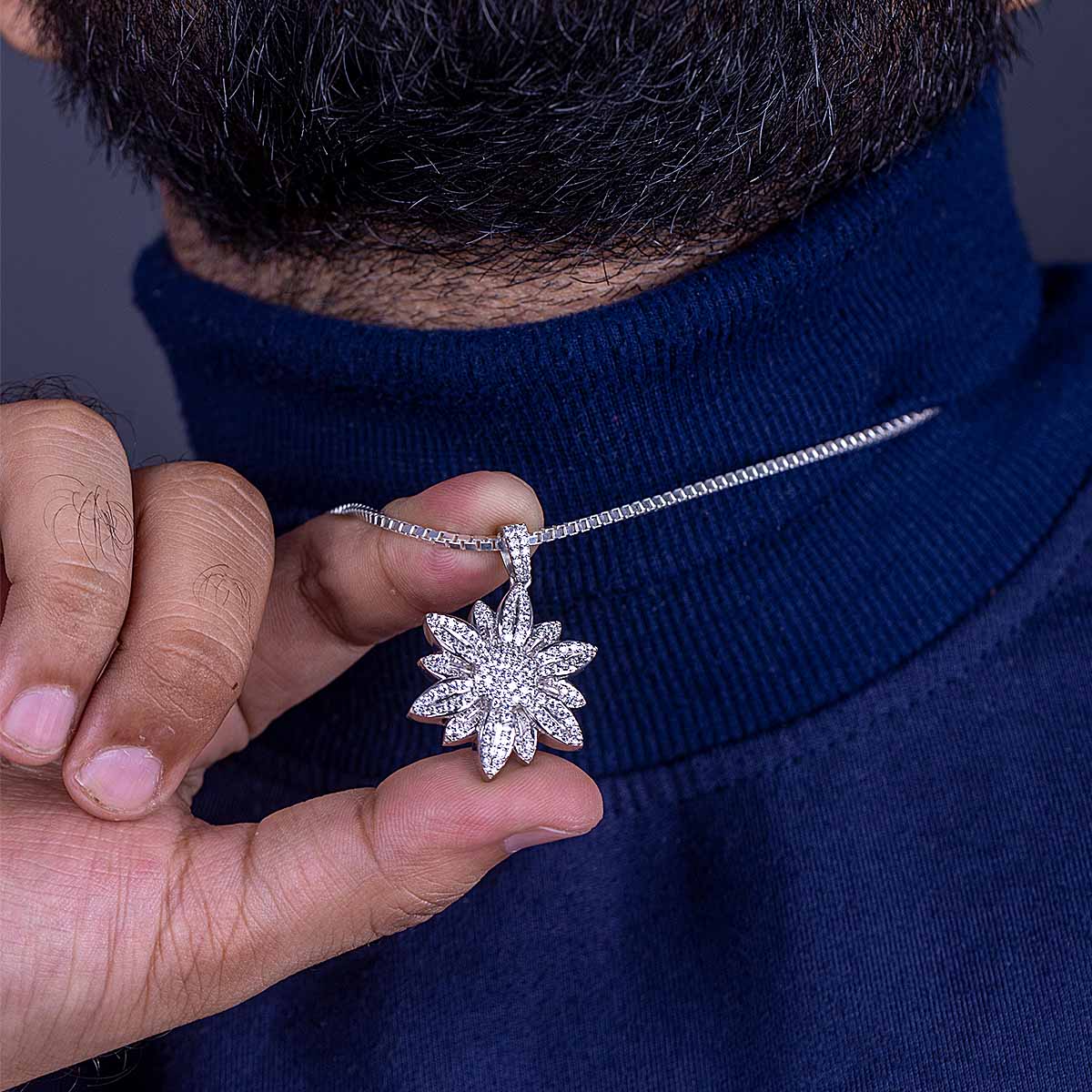 YOU ARE MY SUNSHINE - Iced Out Flower Pendant Necklace