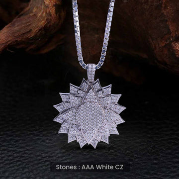 Dazzling Iced Out Flower Pendant Necklace for Girls Sterling Silver