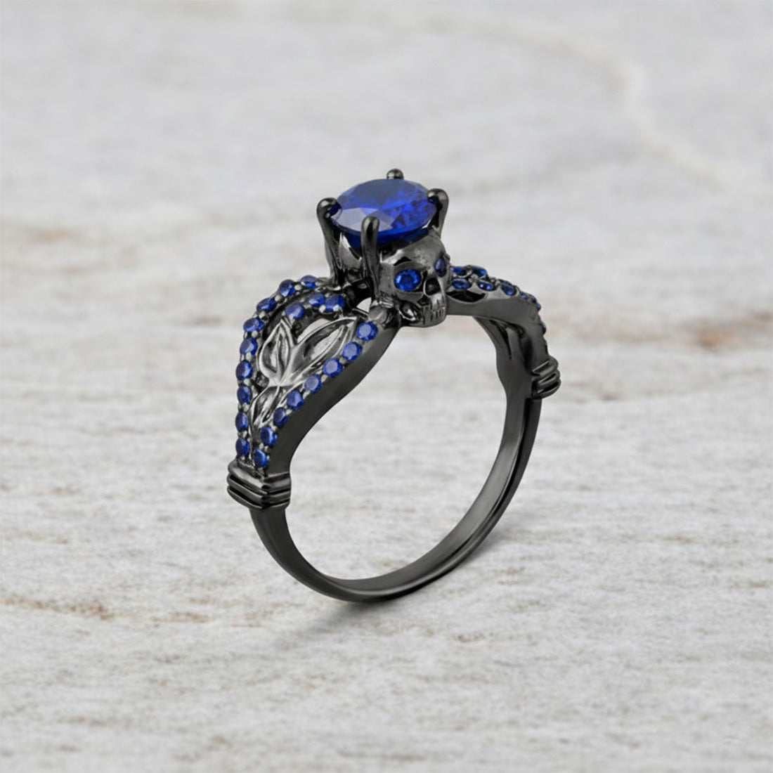 Sapphire Skull Promise Ring