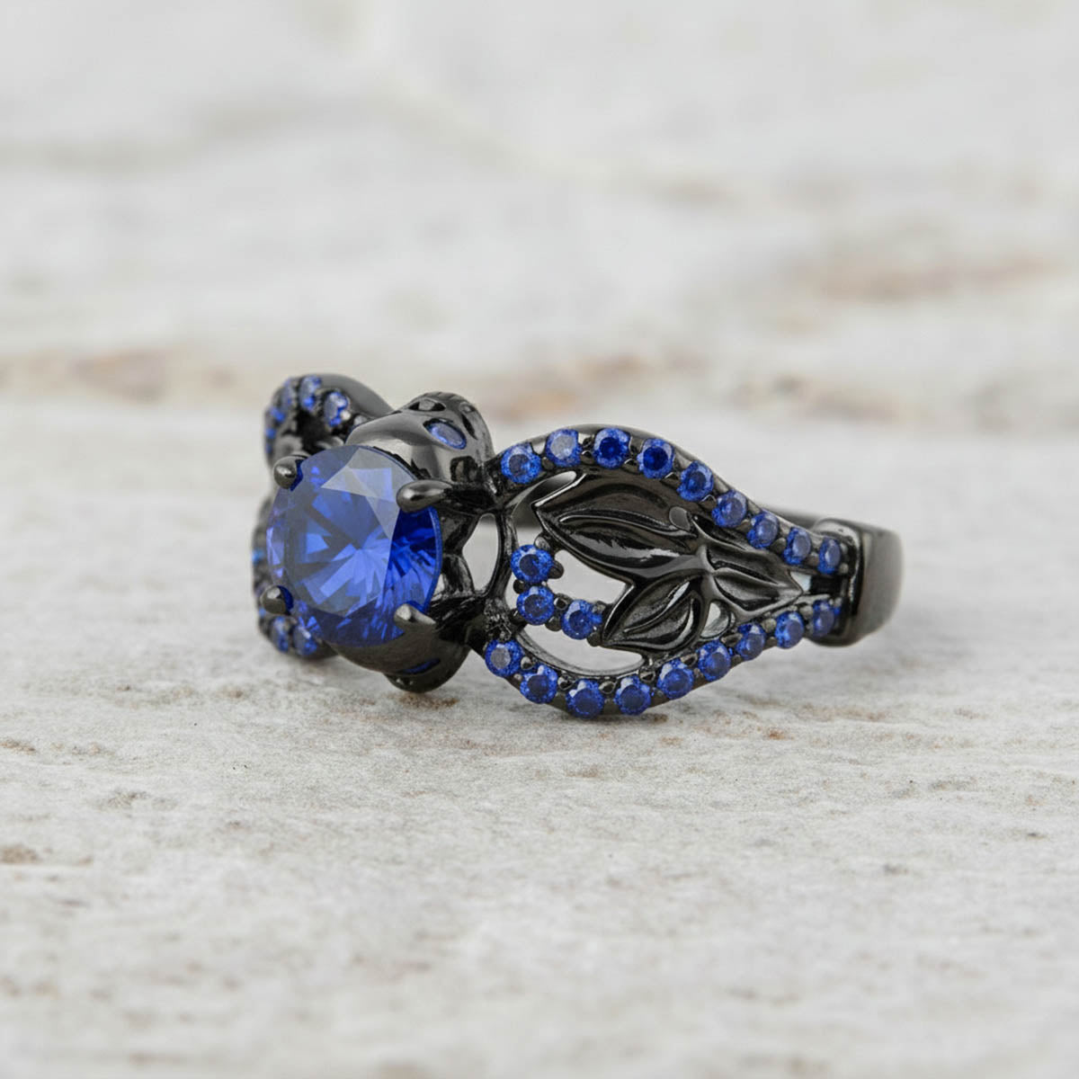 Sapphire Skull Promise Ring Set His and Her Couple Rings Silver