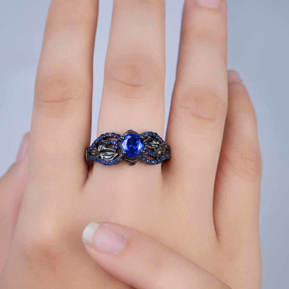 Sapphire Skull Promise Ring Set His and Her Couple Rings Silver