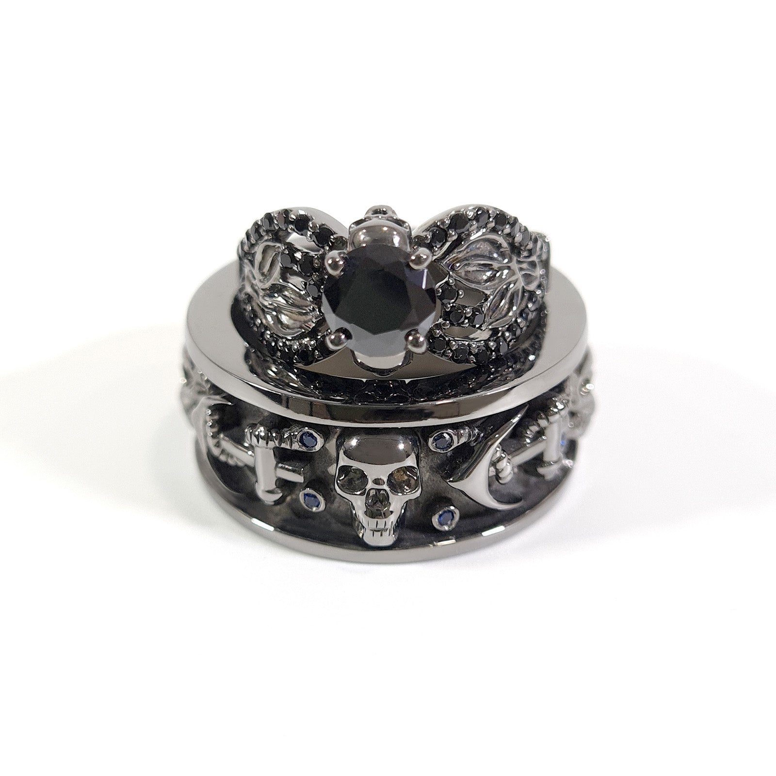 Anchor Skull Couple Ring Set