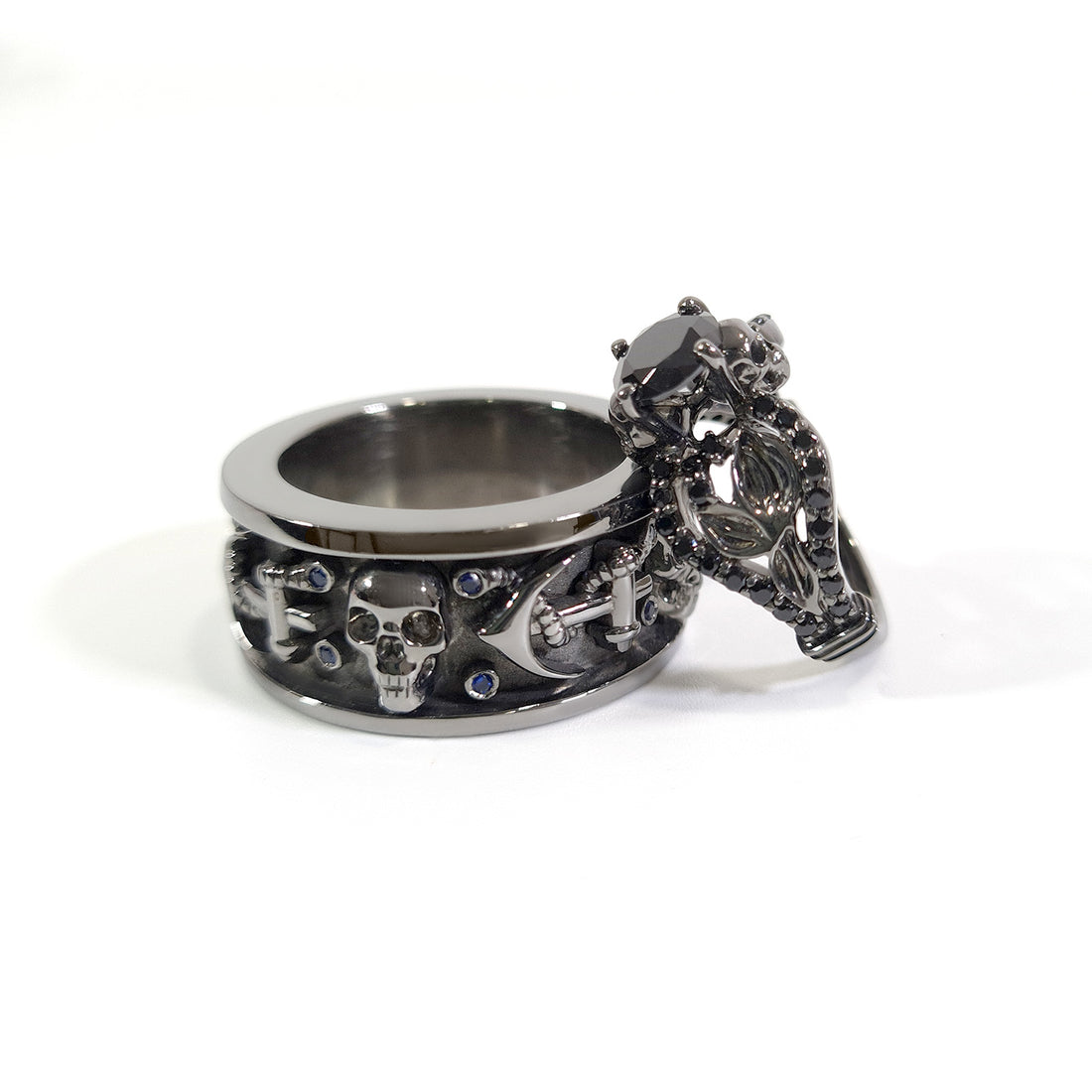 Anchor Skull Couple Ring Set