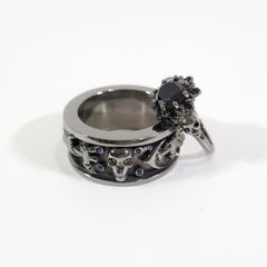 Gothic Skull Promise Ring Set His and Her Anchor Skull Rings