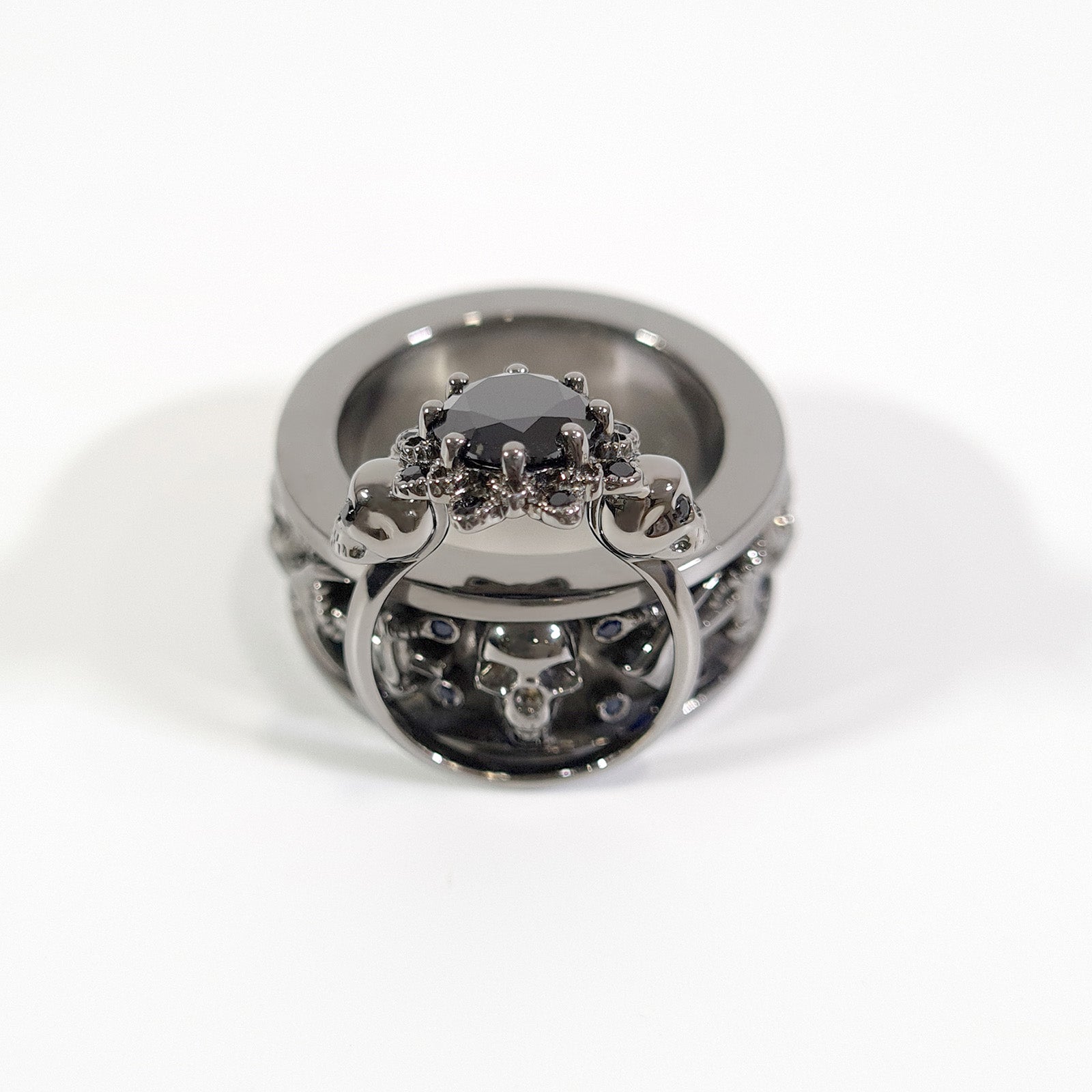 Gothic Skull Promise Ring Set
