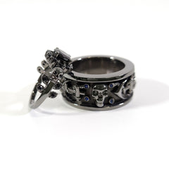 Matching Skull Couple Rings His and Her Anchor Skull Ring Set