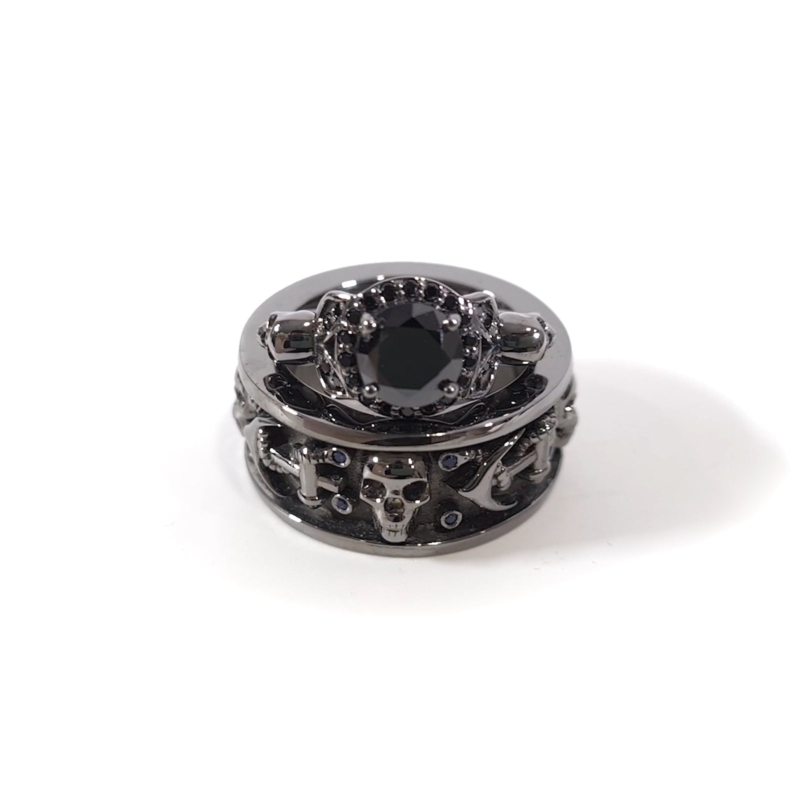 Onyx Skull Wedding Rings