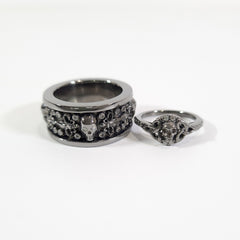 Skull Matching Promise Ring Set His and Her Gothic Skull Rings