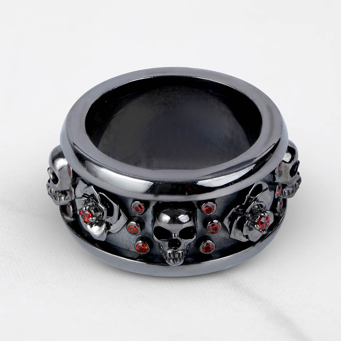 Rose and Skull Wedding Band for Men Badass Gothic Biker Jewelry