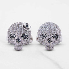 Sugar Skull Couple Rings Moissanite Iced Out Skull Wedding Rings