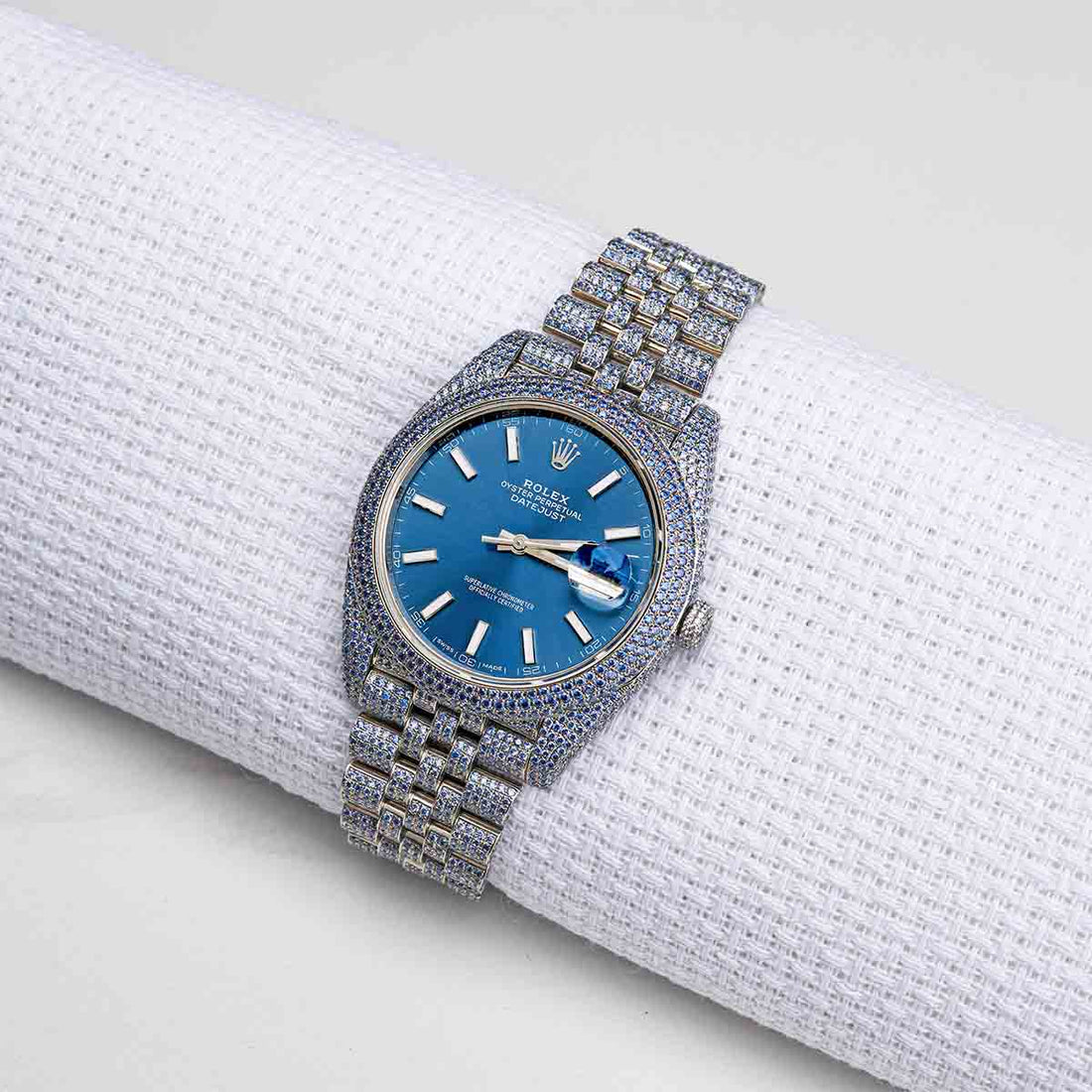 Blue Dial Rolex Watch Blue CZ Automatic Swiss Movement Oyster