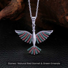 Phoenix Pendant Necklace Natural Gemstones Rising Bird Jewelry