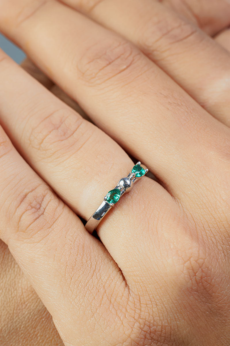Mother Daughter Birthstones Ring Mother's Day Gift Jewelry Silver
